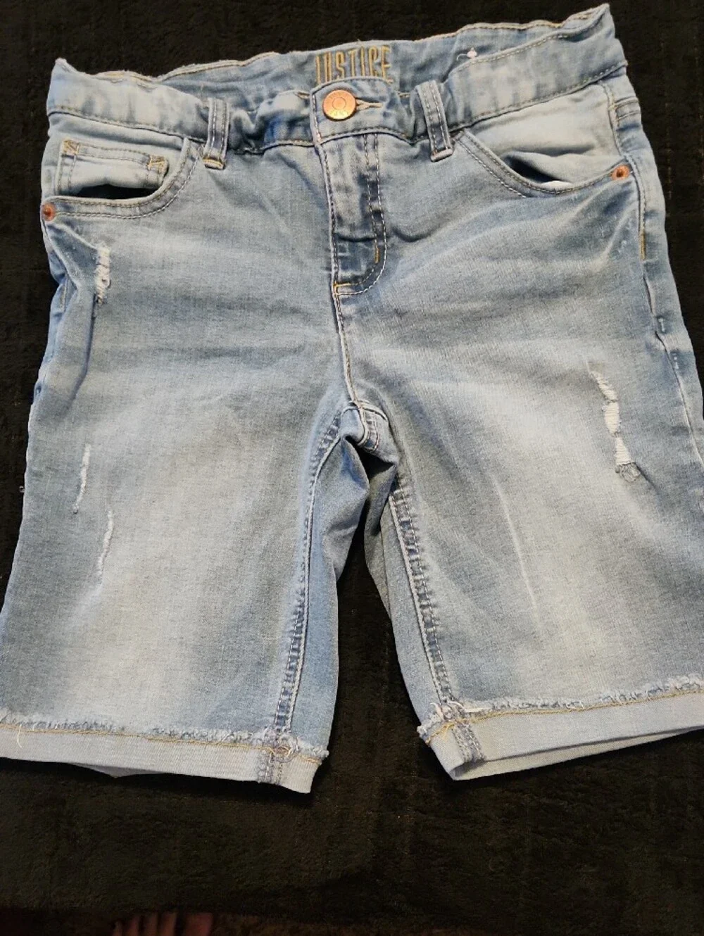 Justice Light Blue and Pale Blue Denim Shorts Set